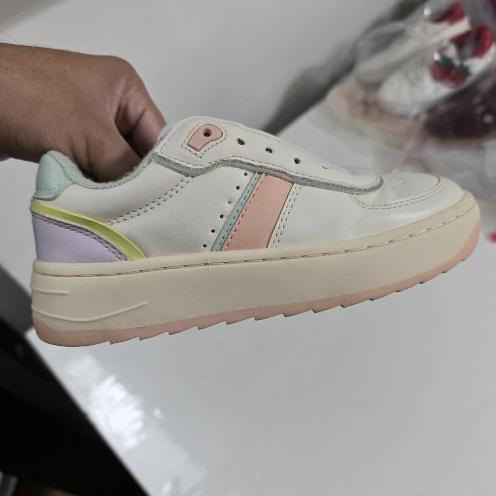 Little Girls Zara Multicolored Pastel Laced Sneakers Shoes Size 13